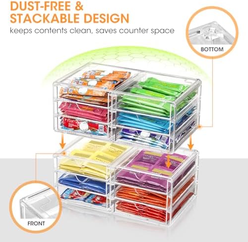 AIEVE Drink Packet Organizer, Stackable Storage Drawers for Tea Bags
