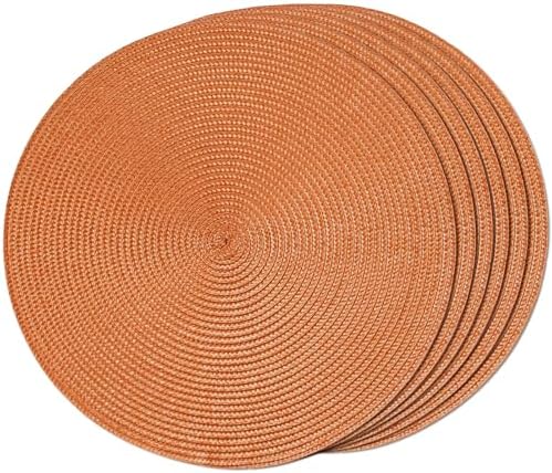 FunWheat Round Braided Placemats Set of 6 Table Mats for Dining Tables