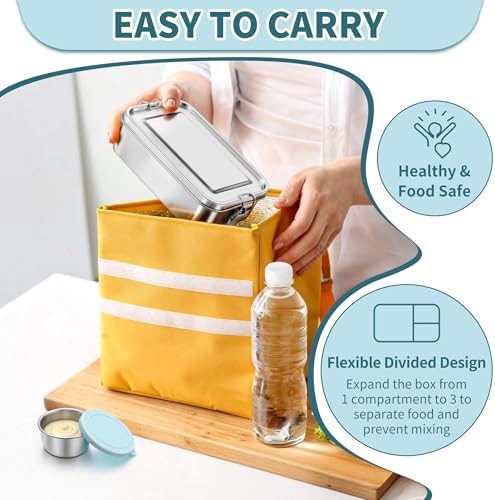TeamFar Stainless Steel Bento Box, 47oz/1400ml Lunch Box for