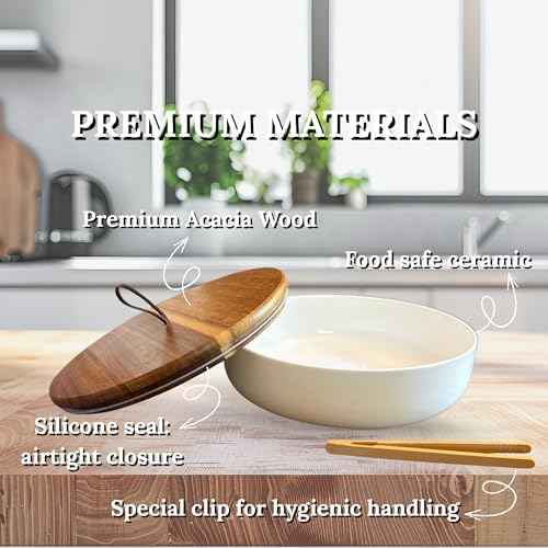 Ceramic Tortilla Warmer with Wooden Lid – 7.5 Inch Tortillero Keeps