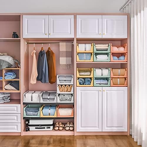 4 Pack Folding Closet Organizers Storage Box, Stackable Storage Bins