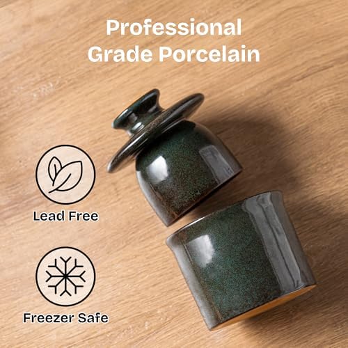 Pottery Butter crock with lid, Keeps Butter Soft & Spreadable, 6.8 oz