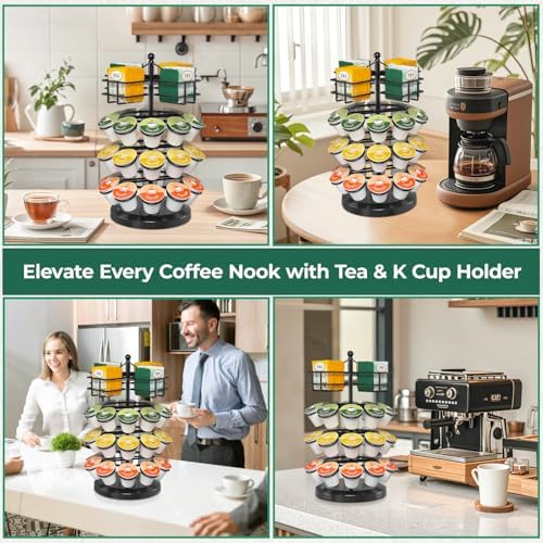 EsLuker.ly K Cup Holder Coffee Pod Organizer Carousel for Countertop