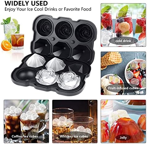 Silicone Ice Cube Tray with Lids, 2" Large Rose Ice Ball