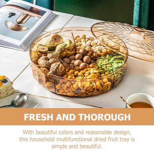 Plastic Dried Fruit Serving Organizer with Lid, Six Compartments for