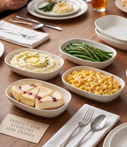 Mini Oval Serving Dishes, Ceramic Side Dish Bowls, Small Appetizer