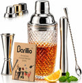 Barillio Glass Cocktail Shaker Set | 14 oz Cobbler Mixer with Bar