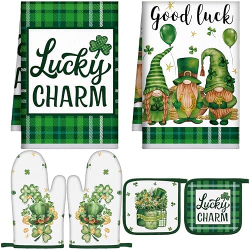 Bencailor 6 Pcs St. Patrick's Day Kitchen Decor Set Kitchen Towels