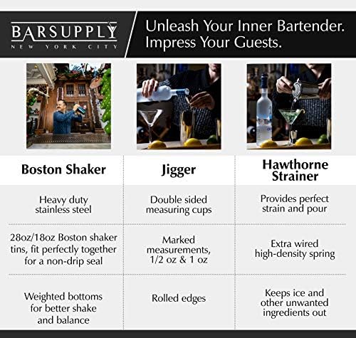Boston Cocktail Shaker Set | 4-Piece Bar Set | Stainless Steel 304