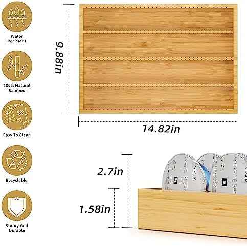 MinBoo Bamboo Coffee Pod Storage Holder Drawer Insert for Counter Compatible Nespresso Vertuo Vertuoline Capsules for Kitchen, Home, Office, Coffee Station