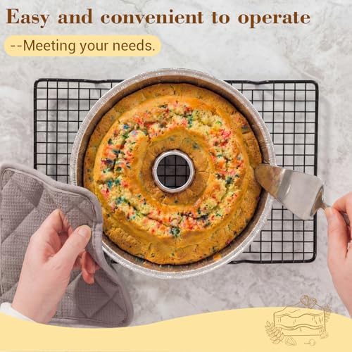 Zhehao 20 Pcs Aluminum Foil Angel Food Cake Pan with 2 Cake Spatulas