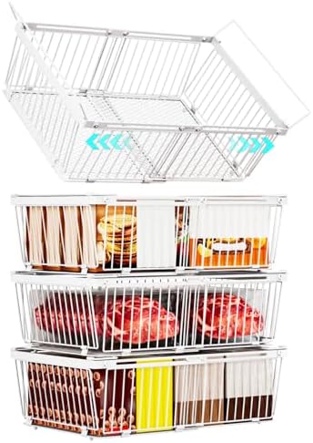 Large Freezer Organizer Bins, 4 Pack, 10 to 20 Cu.Ft