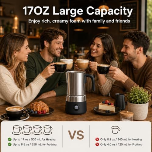AMZCHEF Electric Milk Frother and Steamer, 8-in-1 Hot & Cold Foam