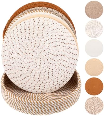 6 Pcs 9.6 Inch Trivets for Hot Dishes with with Storage Basket, Hot
