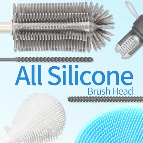 15.7" Silicone Bottle Brush Set - 6 Pack Water Bottle and Straw