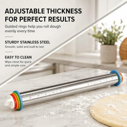 Baking Tools Set - Rolling Pin - Bench Scraper - Silicone Spatula