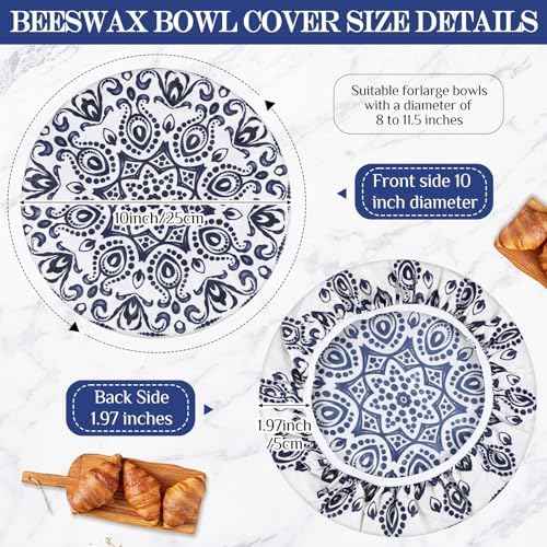 Hahafelt Reusable Beeswax Bowl Covers, 4-Pack, 10-Inch