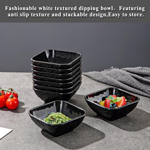 Berglander Dip Bowls Set 12pcs, 6 oz Black Plastic Dipping Bowls