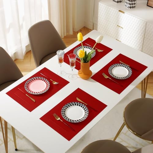Vinyl Placemats Heat-Resistant Table Mats Washable Easy Clean Plastic