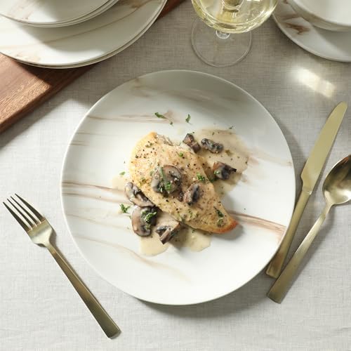 Gibson Home Cloudlight 12 Piece Plates and Bowls Dishes Brown and