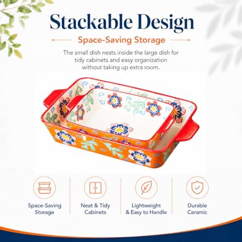 UniqueLife Ceramic Baking Dish Set, 2-Piece, 3.4QT & 1.5QT