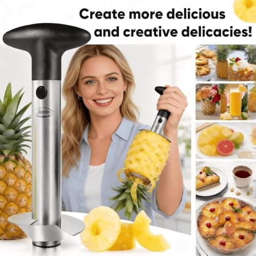 Stainless Steel Pineapple Corer and Slicer with 2-in-1 Apple Corer