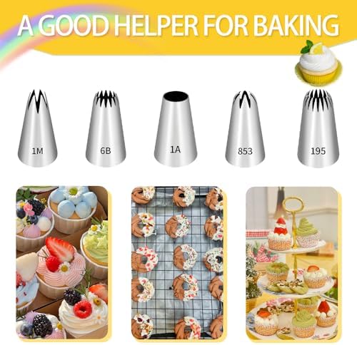 18 Inch Large Piping Bags and Tips Set,100PCS Large Piping Bags with 5