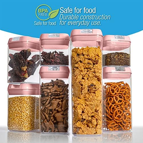 Set of 7 Airtight Food Storage Containers - Pantry Organizer Bins, BPA
