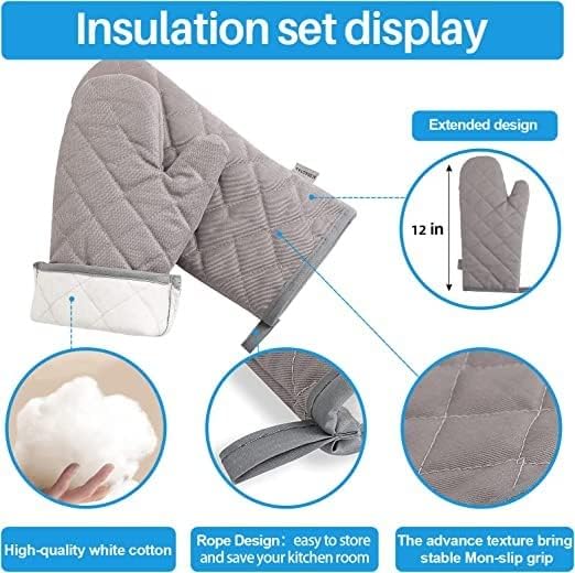 Oven Mitts and Pot Holders 4 pcs Set, High Heat Resistant 500 Degree Extra - Image 3