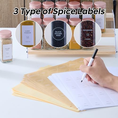 24 Pcs Glass Spice Jars with Labels, Seasoning Containers with Metal