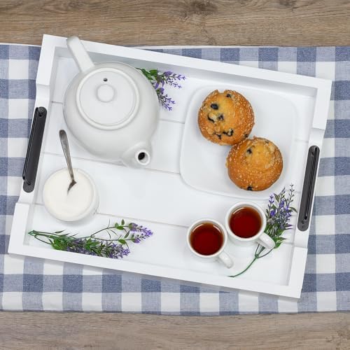 AuldHome Design Rustic Wood Serving Tray (White); Wooden Farmhouse