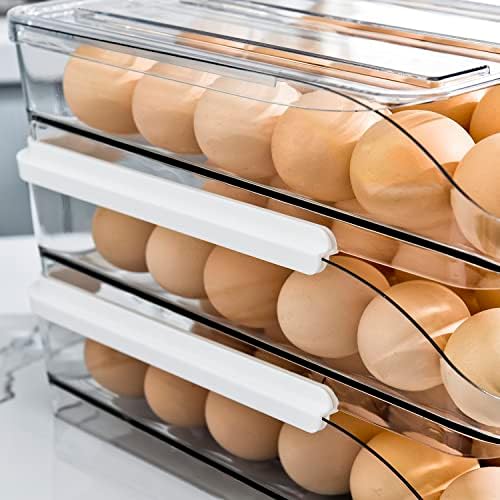 Sooyee 4-Layer Rolling Egg Container, Clear