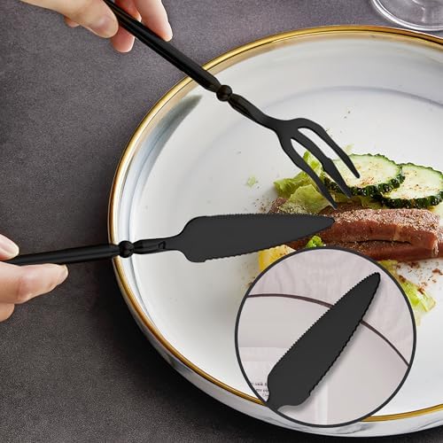 Black Unique Silverware Set,16-Piece Stainless Steel Cutlery Set for