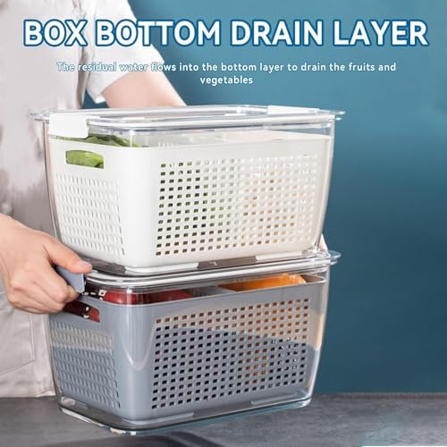 Cyrank Lettuce Keeper for Fridge, Produce Saver Container with Drain