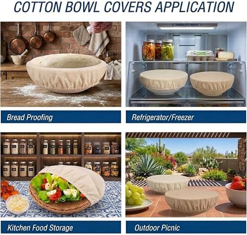 Organic Bowl Covers for Food Storage, Bread Proofing, 4 Pack