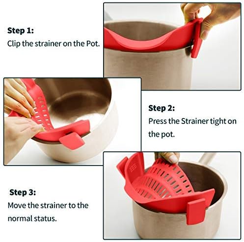 Clip On Strainer Silicone for all Pots and Pans, AUOON Pasta Strainer Clip on - Image 6