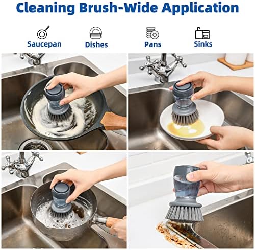 Dish Scrubber Brush with Soap Dispenser, 2 Brushes