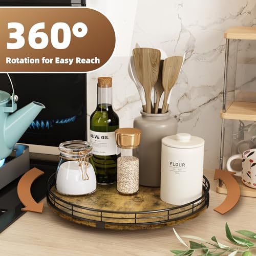 12’’ Round Wooden Lazy Susan Turntable Organizer
