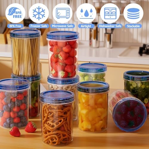 10 Pack-32 OZ Freezer Storage Containers, Small Plastic Food Storage