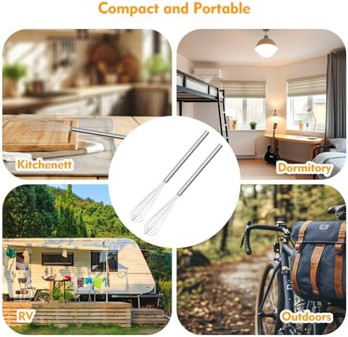 2 PCS Mini Whisk, Small Whisks for Cooking, Stainless Steel Mini Whisk