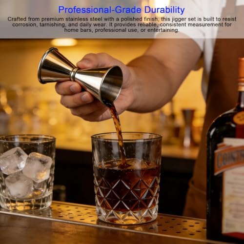 Zarique 4 Pack Professional Bartender Jigger, Dual-Sided Stainless