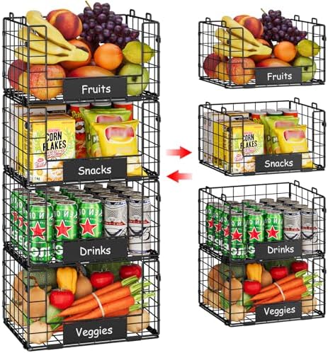 JKsmart 4 Pack XL Stackable Wire Baskets