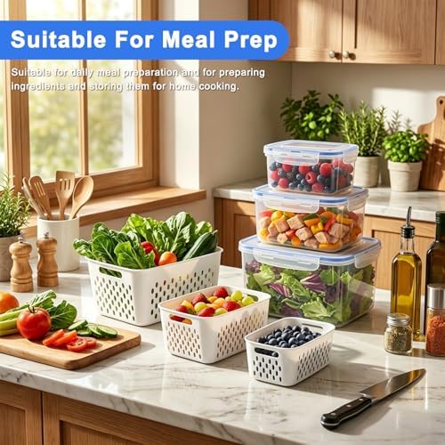 3-Pack Fruit Storage Containers with Removable Colanders