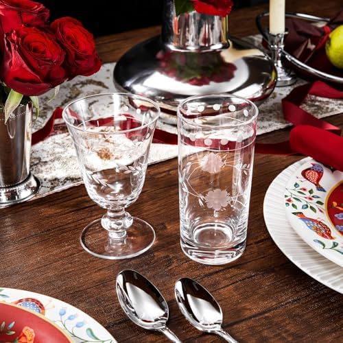 Royalrose Delight 13.5 oz Drinking Glasses Set of 4 (Highball Glasses)
