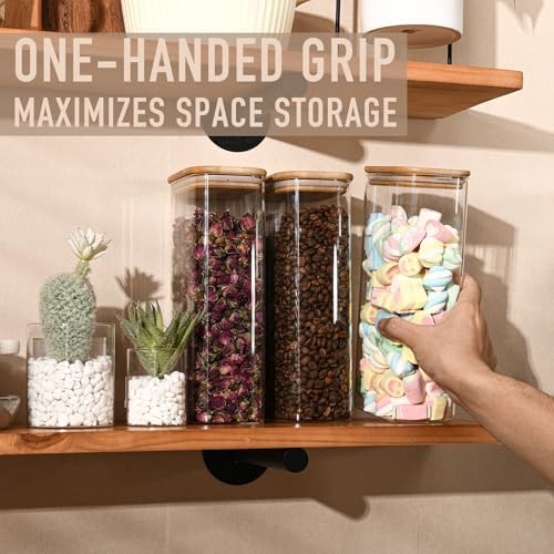D2scrma 64oz/2Qt Rectangle Glass Storage Containers with Lids 3-Pack