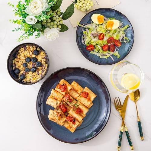 LeRatio Ceramic Dinnerware Sets for 4,12Pcs Porcelain Plates and Bowls