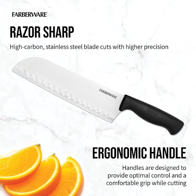 Farberware EdgeKeeper Santoko Knife, 7-inch Santoku, Stainless Steel - Image 6