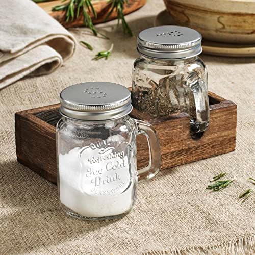 Mason Jar Salt and Pepper Shakers - Vintage Glass Condiment Dispenser
