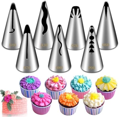 Suuker 7 Pieces Pleated Skirt Piping Nozzles Set