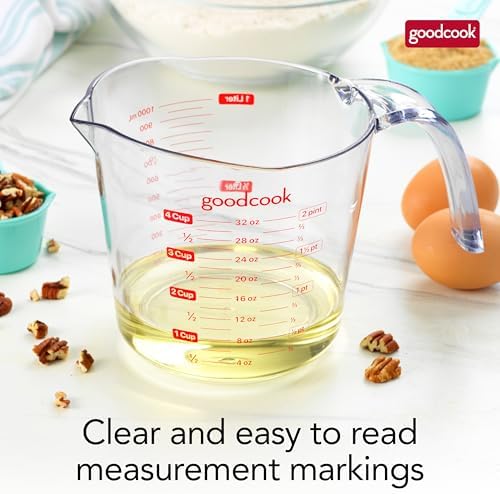 GoodCook Everyday 4-Cup Liquid Measuring Cup, Clear Plastic with